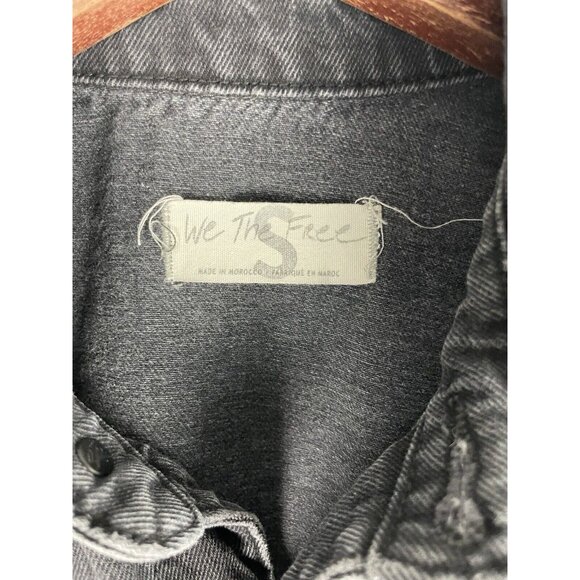 Free People We The Free Marci Washed Black Denim Cotton Coverall Jumpsuit Size S - Picture 5 of 11